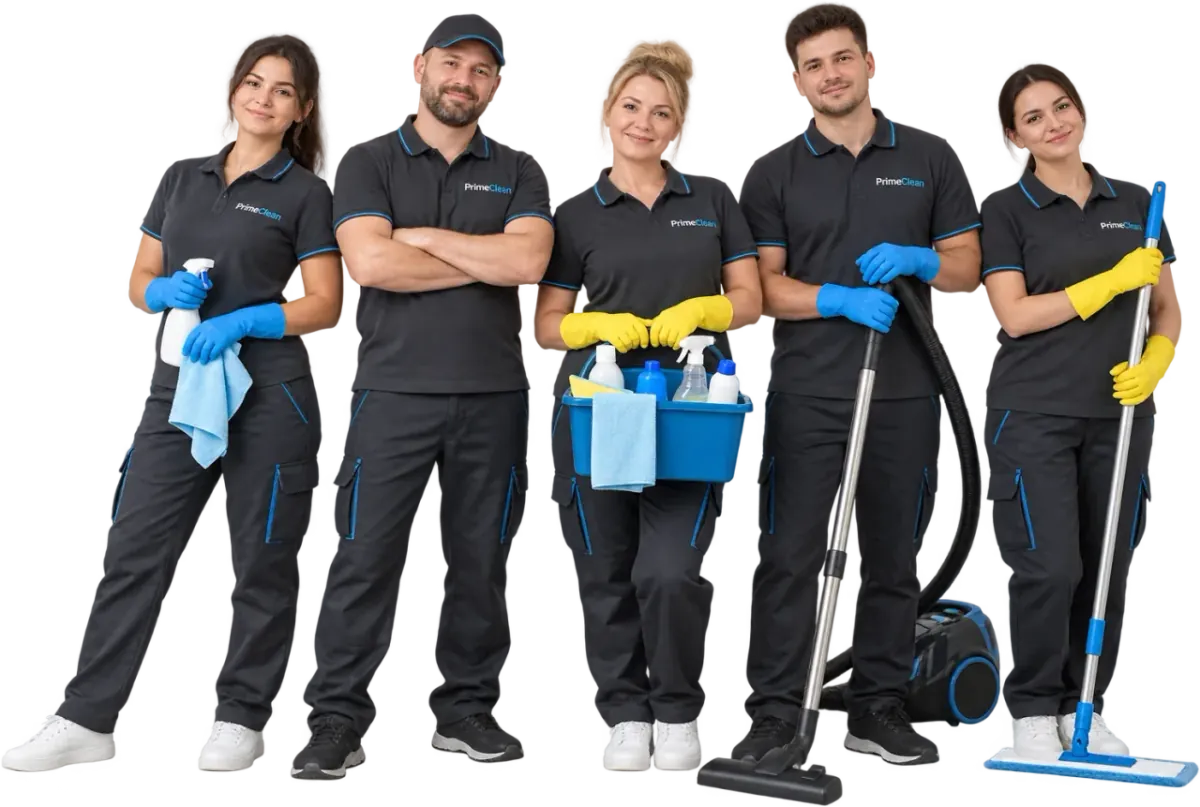 Команда клинеров PrimeClean с инвентарём