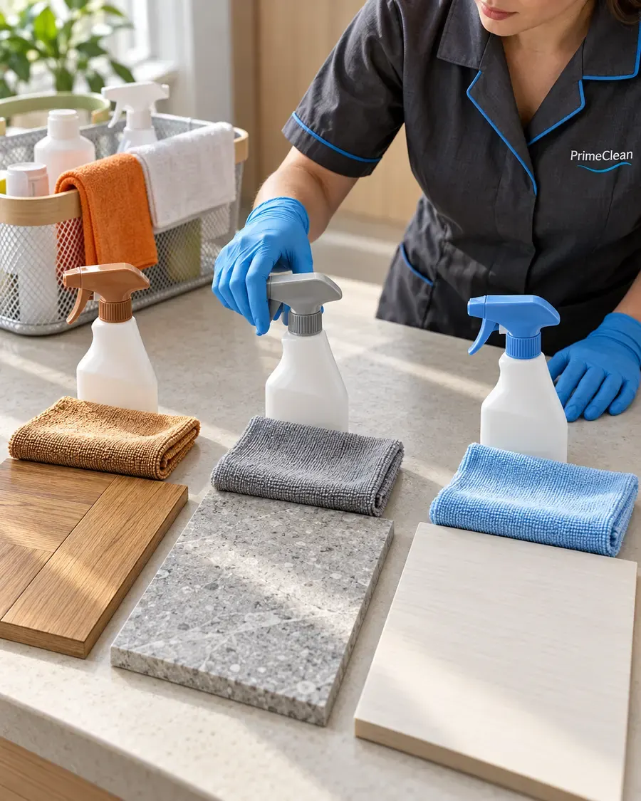 Клинер PrimeClean подбирает средство под покрытие: образцы паркета, камня и ламината